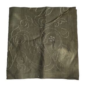 KIM SEYBERT SET OF 3 EMBROIDERED LINNEN NAPKINS HUNTER GREEN NEIMAN MARCUS